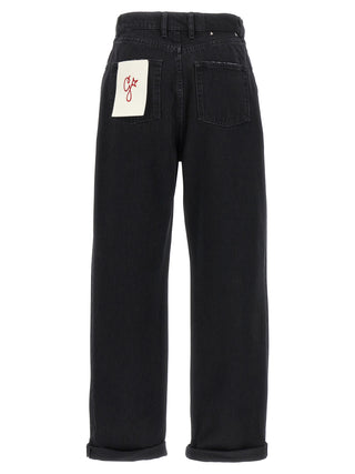 Jeans de algodón negro de corte relajado