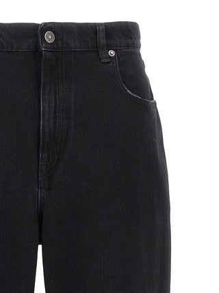 Jeans de algodón negro de corte relajado