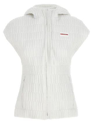 White Polyamide Sleeveless Jacket