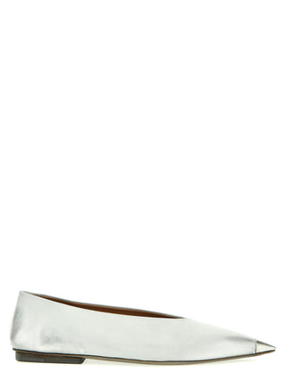 Silver Calfskin Ballet Flats