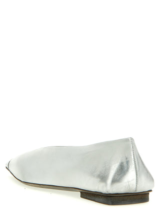Silver Calfskin Ballet Flats