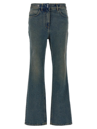 Blue Cotton Bootcut Jeans