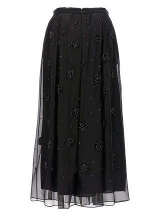 Black Silk Midi Skirt