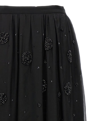 Black Silk Midi Skirt