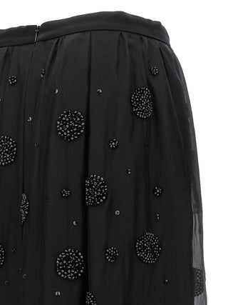 Black Silk Midi Skirt