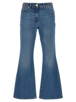 Blue Cotton Flared Jeans