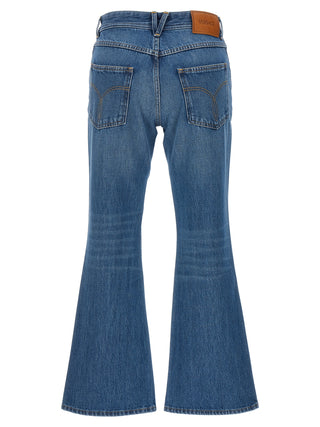 Blue Cotton Flared Jeans