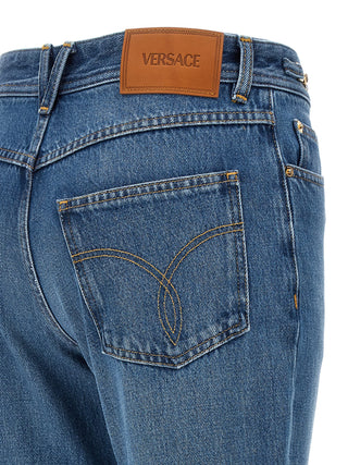 Blue Cotton Flared Jeans