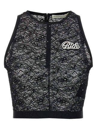 Black Polyamide Sleeveles T-Shirt