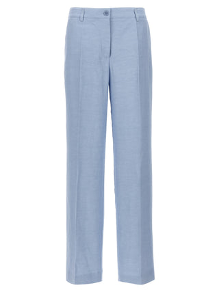 Blue Viscose Casual Pants
