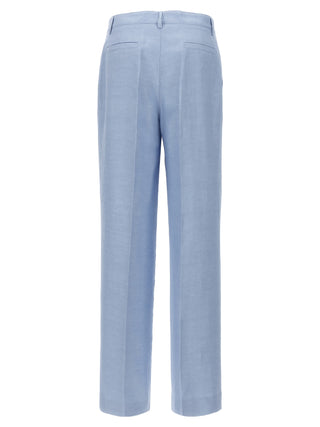 Blue Viscose Casual Pants