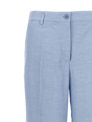 Blue Viscose Casual Pants
