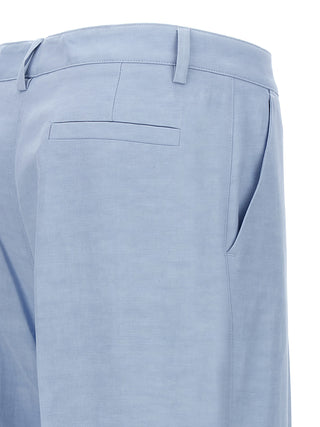 Blue Viscose Casual Pants