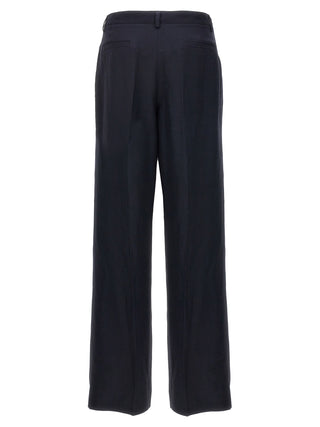 Blue Viscose Casual Pants