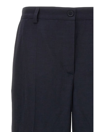 Blue Viscose Casual Pants