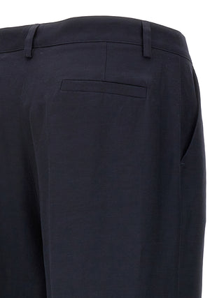 Blue Viscose Casual Pants