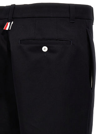 Blue Cotton Casual Pants
