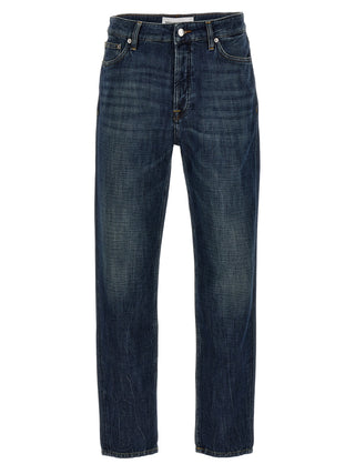 Blue Cotton Straight-Leg Jeans