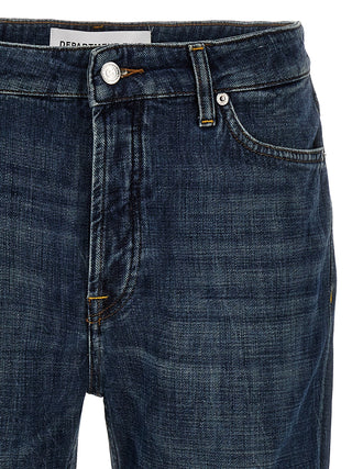 Jeans de pierna recta de algodón azul