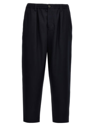 Blue Virgin Wool Cropped Pants