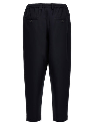 Blue Virgin Wool Cropped Pants