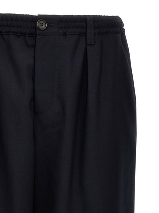 Blue Virgin Wool Cropped Pants