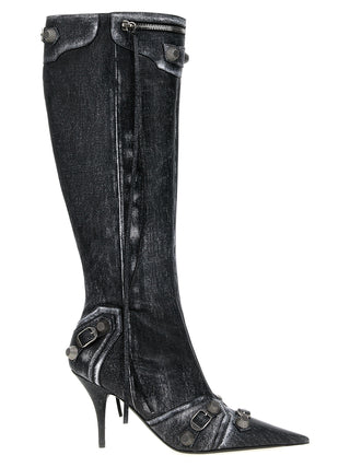 Black Lamb Leather Over The Knee