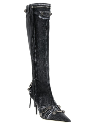 Black Lamb Leather Over The Knee