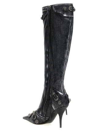 Black Lamb Leather Over The Knee