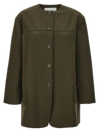 Bicolor Cotton Full-Length Jacket
