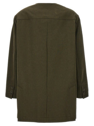 Bicolor Cotton Full-Length Jacket