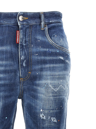 Blue Cotton High-Waisted Jean