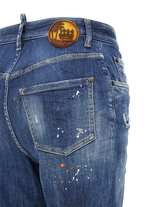 Blue Cotton High-Waisted Jean