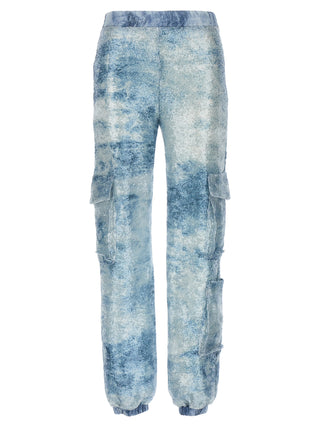 Blue Polyester Cargo Pants