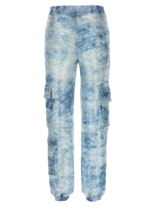 Blue Polyester Cargo Pants