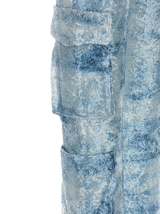 Blue Polyester Cargo Pants