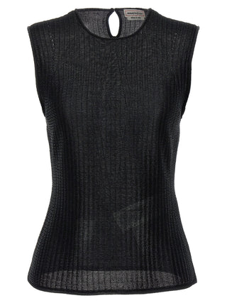 Black Viscose Sleeveles T-Shirt