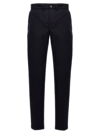Blue Cotton Casual Pants