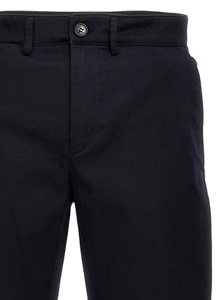 Blue Cotton Casual Pants