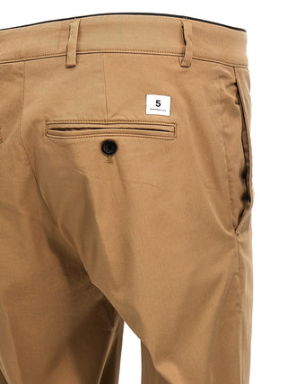 Beige Cotton Casual Pants