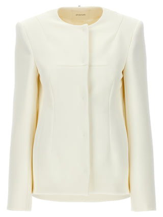 White Polyester Full-Length Jacket
