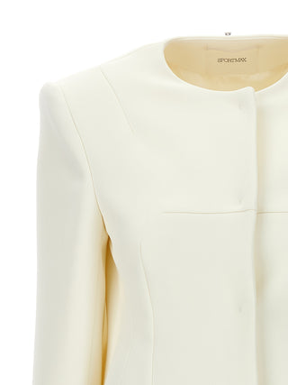 White Polyester Full-Length Jacket