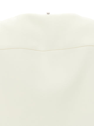 White Polyester Full-Length Jacket