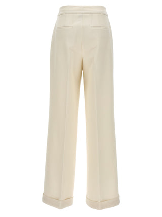 White Virgin Wool Casual Pants