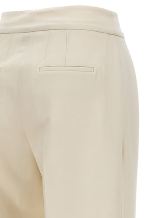 White Virgin Wool Casual Pants