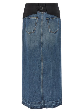 Blue Cotton Mini Skirt