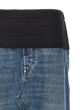 Blue Cotton Mini Skirt