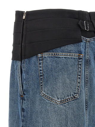 Blue Cotton Mini Skirt