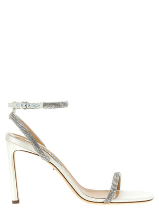White Goatskin Stiletto Heel Sandals