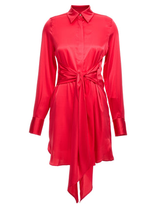 Vestido corto de seda fucsia